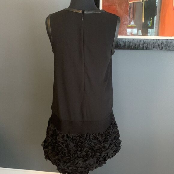 Giambattista Valli for impulse black vegan leather matte swirl ribbon hem midi S - Picture 5 of 9